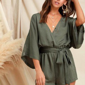 Ain't it Grand Olive Satin Romper (Worn once!)